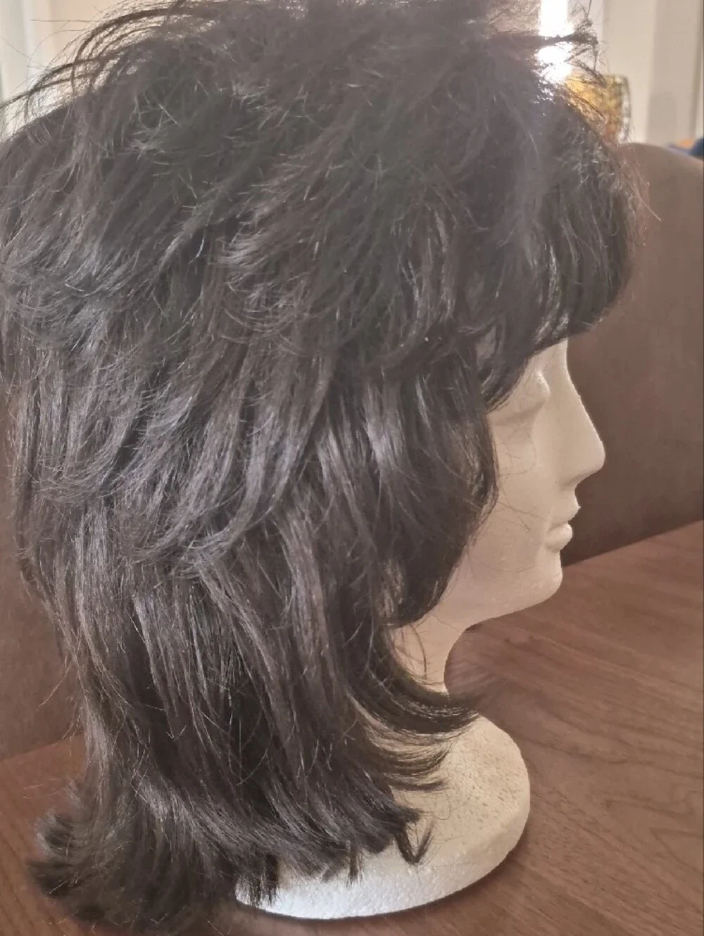 SALONI Dark Brown Layered Wig with Soft Bangs